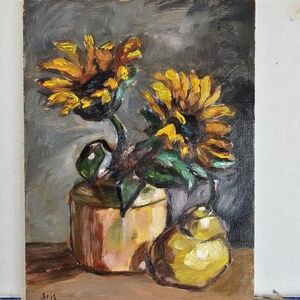 Abstract Still Life oil Painting of Sunflowers